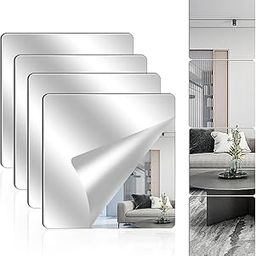 EHKO Acrylic Wall Mirrors Full Length,8 x 8 Inch Self Adhesive Frameless Small Mirror Tiles, Flexible Plastic Mirror Sheets for Bedroom Home Gym Door (8 * 8 inch)-image-68