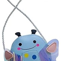 syga Cute Butterfly Crossbody Bag for Kids – Cartoon Animal Shoulder Bag with Adjustable Strap(Blue)-picture-3