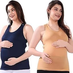 Nursing Tank Tops for Women | Sleeveless Maternity & Breastfeeding Shirt with Clip-Down Cups | Scoop Neck Summer Nursing Cami for Pregnancy & Postpartum-image-39