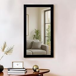 Art Street Bathroom Wall Mirror, Black Wall Mount Rectangular Makeup Mirror, Decorative Looking Glass with Frame for Home, Bathroom & Living Room (Size: Inner: 12x24 in, Outer: 15x27 Inch)-24