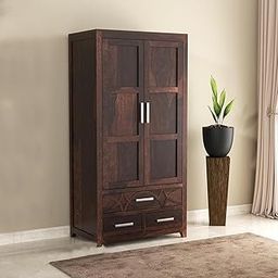 FURNIHUB Wooden Cupboard for Clothes | sheesham Wood Wardrobe with 3 Drawer Storage | Solid Wood Large Cupboard Storage almirah Natural Colour Finish (Asian)-12