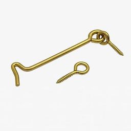 KARTHI7OCT STORE 4 Inch Cabin Hook and Eye (Set of 5) – Brass Plated Iron Hooks Catch Door Lock for Gate, Window, Shed, Barn – Rust Resistant Windproof Swivel Holder with Screws – General Door Hook-18