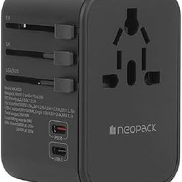 Neopack World Traveller Plus Adapter 35W with India Plug, 2 X USB-C PD + 3 X USB A Pots, All in One Worldwide for USA, EU, UK, AUS (Black)-38
