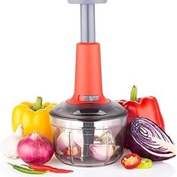 INUS 2-in-1 Vegetable and Fruit Chopper Manual Hand-Press Push Chopper for Efficient Cutting of Onions, Salads, Tomatoes, and Potatoes. Features a Large with an Easy Push and Close Button - 600ml-7