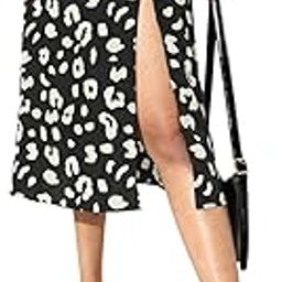 Women Abstract Printed Thigh-High Slit Flared A-Line Midi Skirt-picture-0