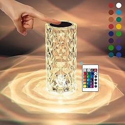 TEKCOOL Crystal Lamp, 16 Color Changing Rose Diamond Table Lamp, USB Rechargeable Touch Night Lamp with Remote Control for Bedroom, Living Room, Party Decor (Multicolor Pack of 1) LED-image-37