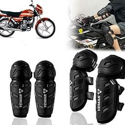 Auto Pearl Motorcycle Knee Shin Guards Elbow Pads, 4 in 1 Monstor Style Knee Shin Safe Protection Armor for Moto Cycling Racing compatible with HF Deluxe (Black, 4Pcs)-image-79