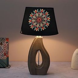 tu casa County Cottgae Mangowood Table Lamp for Home Decoration, Bedroom, Living Room, Lounge, Office, Festival Gifting, Study Table (French Floral Print with Satin Shade) H - 18" / No Blub-image-64