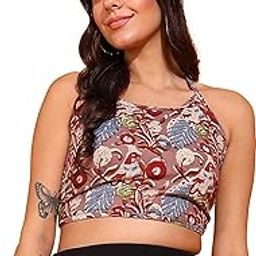 Women's Regular Fit Cotton Geomatrical Handblock Printed Freesize Backless Sleeveless Blouse-image-2