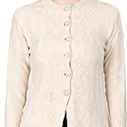 Women Woolen Round Neck Cardigan Sweater Heavy Front Long Kadai Cardigan Winter Wear Pure Wool Cardigan for Women Free Size Cotty Warm Cardigans with Side Pockets (XS, Beige)-image-88