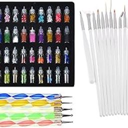 Lifestyle-You Combined deal of Exciting Nail Art Tools 68 Pcs 48 Bottles 3D nail art 15 Pcs Nail Art Brush 5 Pcs Double Sided Nail Dotting Tool Pen.-8