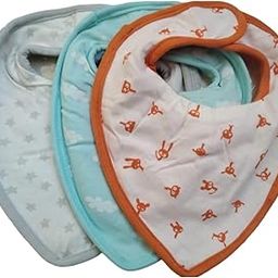 WATERFOWL Multicolored Cotton Baby Bibs/Baby Apron with Titch Button | Soft Cotton Washable for Babies Age 0 Month to 2 Years (Pack OF 3)-50