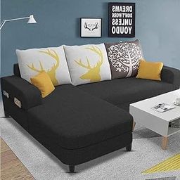 Casaliving - Stephanie LHS 4 Seater L Shape Sofa Set for Living Room (Black Fabric) Premium Fabric Sofa-image-60