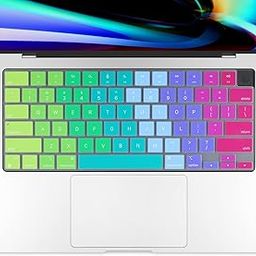 Laprite Ultra Thin Keyboard Cover Protector for MacBook Air M2 2022 /MacBook Pro 14.2" 2021 (A2442), MacBook Pro 16" 2021 (A2485), M1 Pro | Max - Rainbow-13