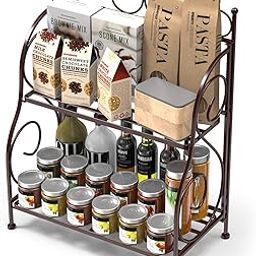 AAFIYA HANDICRAFTS® Wrought Iron Home Decor Antique spice Rack 2-Partition Spice Organizer for Kitchen, Holder with Dual Compartments-17