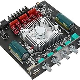 Goshyda TDA7498E Amplifier Board 160W x 2 + 220W 2.1CH Subwoofer Amplifier Module with Treble Bass Control, AUX USB Inputs, 15V-36V-20