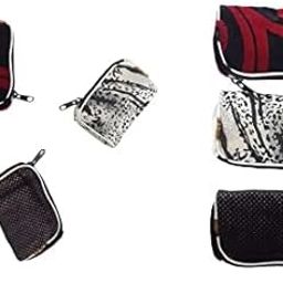 Velvet Women Cloth Handy Purse/Coin Pouch/batwa/Wallet with Two Zipper (Multi) (Pack of 6)-30