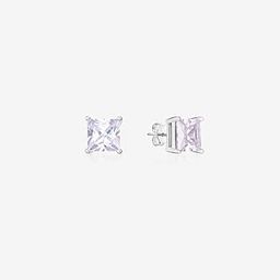 Square Single Stone Stud Earrings | Pure Silver Minimal Jewelry | Lightweight Hypoallergenic Gift for Women and Girls-image-51