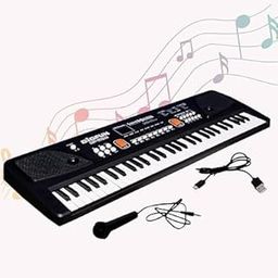Portable Musical Piano Keyboard with Microphone |61 Keys, 8 Rhythms, 8 Tones with 6 in-Built Demos & Song Record Feature|Black Color, Dual Power Supply Source: Micro USB Cable【HIGH QUALITY】-8