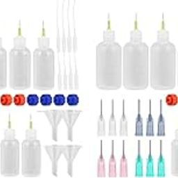 HASTHIP® 41PCS Needle Tip Glue Bottles Applicator Set 30ml 50ml 100ml Plastic Squeeze Dropper with Caps Blunt Tips for Craft Art Project Paint Quilling and Oil Assorted-image-2