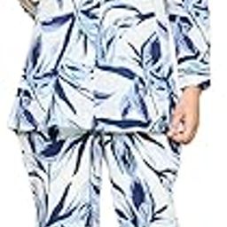 Printed Shirt Collar 3/4 Sleeves Tunic with Trouser Pure Cotton White Color-image-81