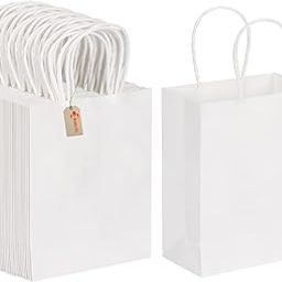 Aakriti Kraft Paper Bags with Handles, White Small Gift Bags Bulk, Retail Bags, Shopping, Birthday Wedding Party Favour, Merchandise | Small Size: 7x3.5x8.5 inch WHITE (Pack of 10)-picture-10
