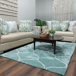 MUEZZA CARPETS _Soft Fluffy Shag Area Rectangular Shape Rugs For Living Room, Shaggy Floor Carpet For Bedroom, Girls Carpets Kids Home Decor Rugs, Cute Luxury Non-Slip [Size 3X5 Feet]., Blue-picture-6