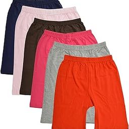 BODYCARE, 6 Pcs Pure Cotton Multicolored Cycling Shorts for Girls and Kids (7-8 Years)-image-6