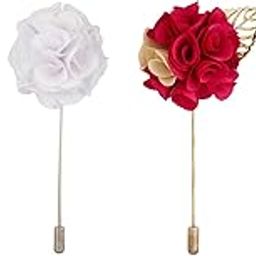 Men's Metal Fabric Flower Lapel Pins Set (Multicolour, Free Size) -Pack of 4-image-70