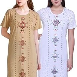 Womens Summer WEAR Cotton Half Sleeve Long Tshirt Pack of 2-image-36