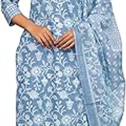 mirchi fashion Women's Straight Fit Pure Cotton Mix Floral Printed Embelished Kurta Set with Dupatta and Trouser-picture-6