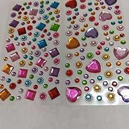 Chuz N Pick Combo of 2 Pack 3 D with Various Designs Heart Shaped, Rounded Stone Sheet for Art and Craft Decoration, Phone Cover Decoration Set of 2sheets with Different Deisgn (Mix)-picture-14
