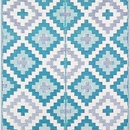 Sapana Carpet-Mats Chatai Mats For Home Multipurpose, Foldable, Reversible Plastic Chatai Rectangular Floor Mat For Sleeping Indoor/Outdoor Use Kilim-04 Blue 4 X 6 (L 180 Cm X W 120 Cm, Blue)-15