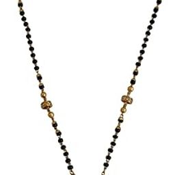 Minimal Black Beaded Mangalsutra with diamond Pendant, Micro Gold Plated, Stone Studded-image-38
