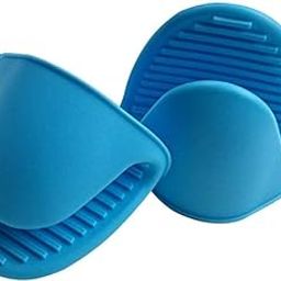 ikis Silicone Oven Mitts Mini Pot Holders, Heat Resistant Kitchen Pinch Grips, 2-Pack Multicolor-image-2