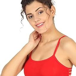 Cotton Blend Girls Lite Padded Sports Bra 6 Pati Red Color-picture-20