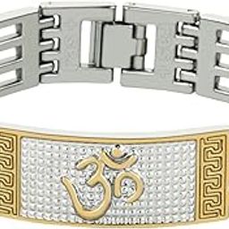 IB02 Silver Gold Multi Colour High Durable Plated Finish Lord Shiv Om Positive Energy Feel Kada Bracelet For Men & Boys-55