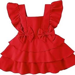 Western Girls Cotton Dress | Ruffle Dress for Baby Girls | Western Frocks with Square Collar & Waist Tie | Knee Length with Sleeveless-image-19