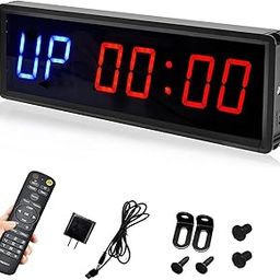 BTBSIGN LED Interval Timer Count Down/Up Clock Stopwatch with Remote for Home Gym Fitness 1.5' Blue and Red-29