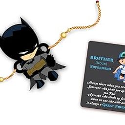 Bhai Please Batman Wooden Rakhi with Brother is Superhero Fridge Magnet (Gift Combo for Bhai/Bhaiya) | Set of 1 pc Rakhi with Roli- Chawal and Fridge Magnet | With Raksha Bandhan Greetings-image-83