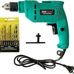 Inditrust All New 500W 10mm drill machine 6 Month warranty, 100% Copper Winding Forward/Reverse for Wood & Metal Work with Variable Speed Control with 9pc Drill bit set (GREEN)-image-92