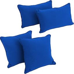 Blazing Needles 9819-S4-CD-TW-RB Double-Corded Solid Twill Throw Pillows with Inserts (Set of 4), Royal Blue-9