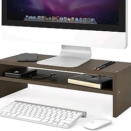 OXMIC Wooden monitor/computer Stand Riser, computer/monitor stand for desk, monitor stand, monitor table, 40.6 x 20.3 x 15.2 cm, Desktop Organiser with Storage Shelf (WENGE)-image-19
