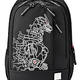 Fiction 1 4 Compartment Backpack 19"/40L Large Water Resistant School Bag/Casual 4 Compartment Backpack/Daypack/Kids Bag for Boys/Girls (Black-Red)-image-41