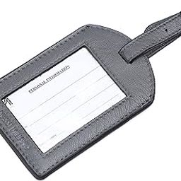 Massi Miliano Genuine Leather Premium Luggage Tag/Baggage Tag for Bags and Suitcases (LT01) (Ash Grey)-image-2