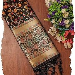 Women's Woven Banarasi Kashmiri Silk Jacquard Dupatta/Chunni with Meena Work, Width 1 Meter, Length 2.5 Meter (OM-DT-21-MAIN-F)-13