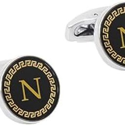 Cufflinks for Men Boys Cuff links Formal Stainless Steel Cufflink For Men Alphabet Letters N Birthday Gift Anniversary Husband Cuff Links Cufflinks Set Mens Boys Man Boy Valentine Gifts -A14-picture-25