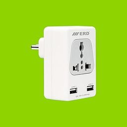 ERD EB-12 2.4 Amp Dual USB Port Charger + Universal Power Socket (220V/6A AC) 6 Amp Capacity with Noise Filter, Durable ABS Cabinet (White+Grey)-14