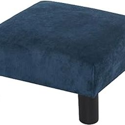 Joveco Ottoman Footrest Small Fabric Square Upholstered Footstool for Living Room Bedroom (Navy Blue)-image-7