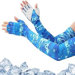 Arm Sleeves UV with Compression & Cooling Effect, UV Protection Gloved Arm Sleeves for Men & Women Cycling Ice Arm Sleeve Fingerless Sun Compressionm for Golf, Baseball, Basketball-86